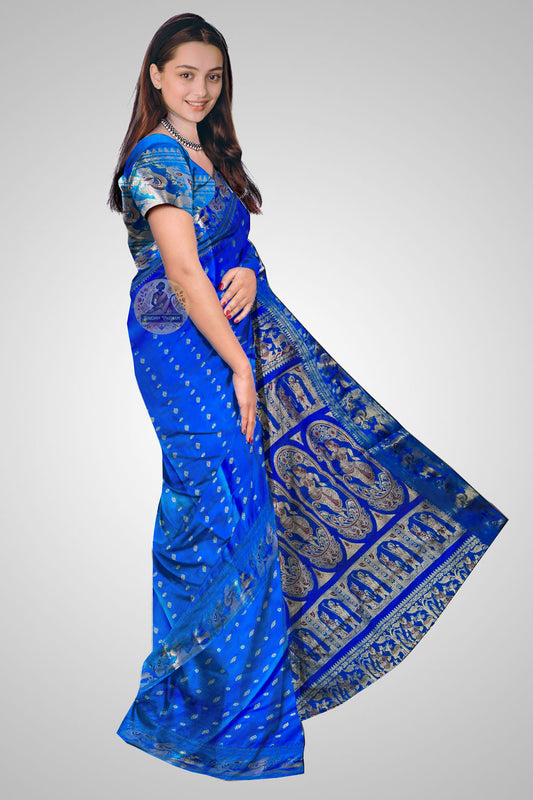 Shop Bengal Swarnachari Saree online – Side profile with intricate borders