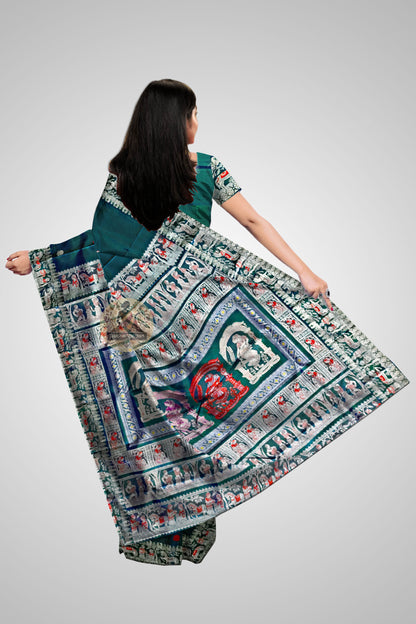 Buy Baluchari Silk Saree online – Handloom Baluchari Saree rear view