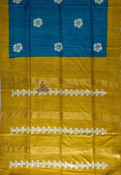 Full view of Ghicha Tussar Silk Saree laid flat showcasing complete handwoven fabric in nature's own warm golden-brown, a timeless saree bridging generations for every Indian festive occasion