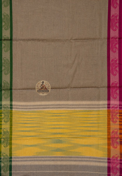 Styling detail of cotton blouse paired with handloom pure cotton saree from West Bengal