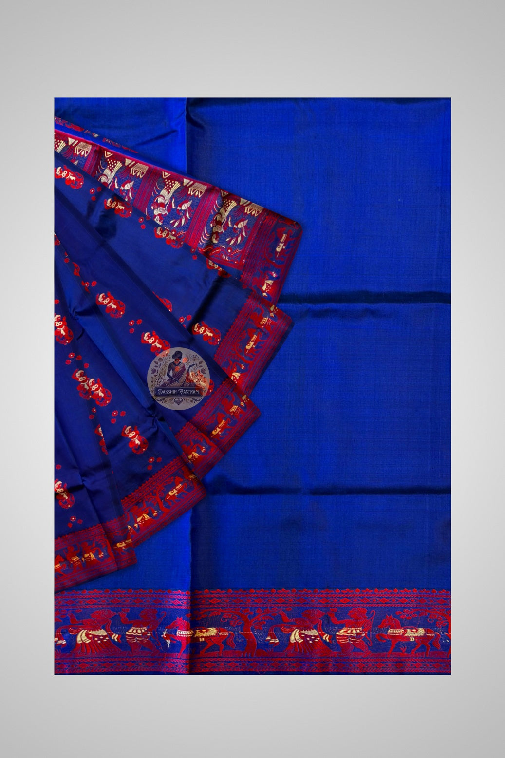 Premium Baluchari saree in warm beige with intricate zari narrative border and traditional Bengali pallu