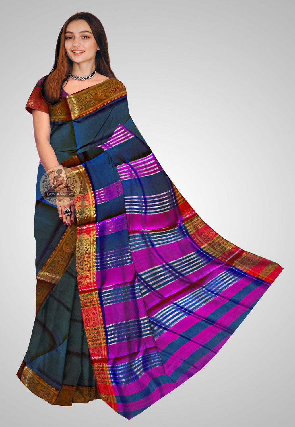 Buy Silk Saree online – Handloom Katan Silk Saree front view