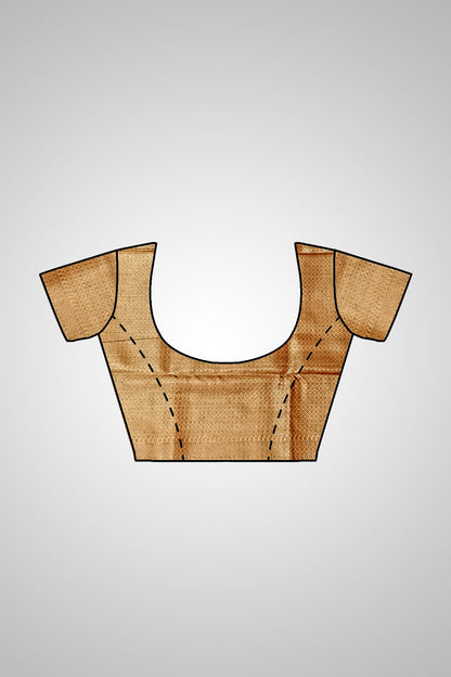 Buy Handwoven Muga Silk Saree – Saree with coordinated blouse view