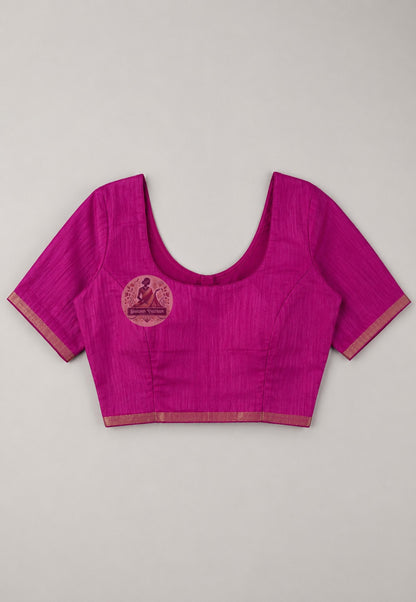 Close-up of Ghicha Tussar Silk blouse fabric showing bark-like handloom texture and warm natural tone, handwoven slowly by skilled artisans for Karva Chauth and Indian wedding ceremonies