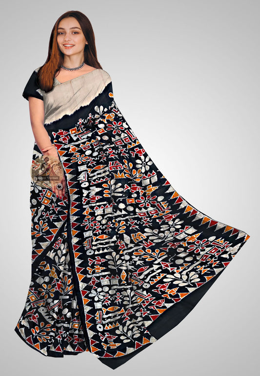 Buy Luxury Pure Silk Saree – Front shot with draped pallu