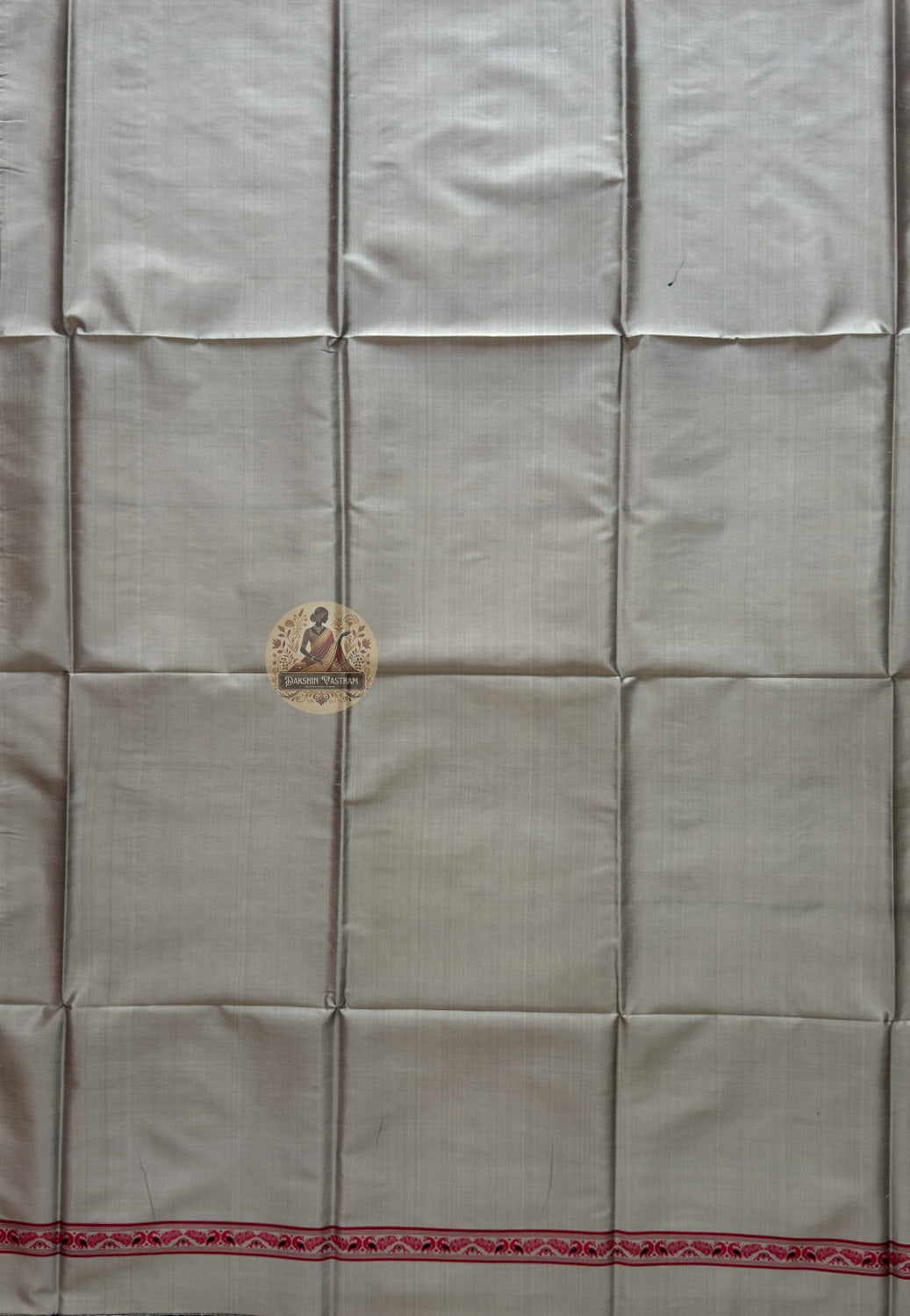 Premium handloom silk unstitched kurti piece in Silver – authentic Bengal weave available online UK USA EU