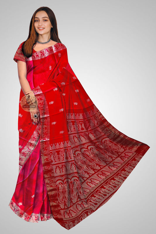 Buy Baluchari Pure Silk Saree online – Front view highlighting detailed weave