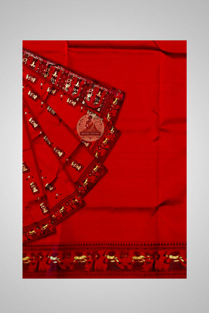 Shop Bengal Silk Saree – Close-up of handwoven storytelling weave