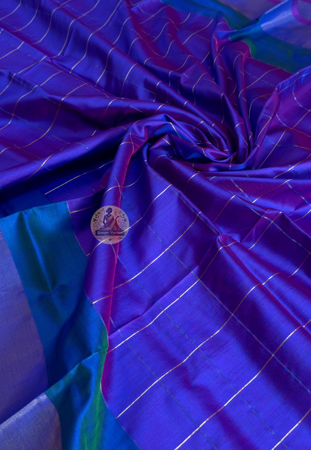 Macro close-up of handwoven motifs on Bishnupur Katan Silk Saree, revealing intricate Bengal folk and temple art patterns woven thread by thread in pure mulberry silk