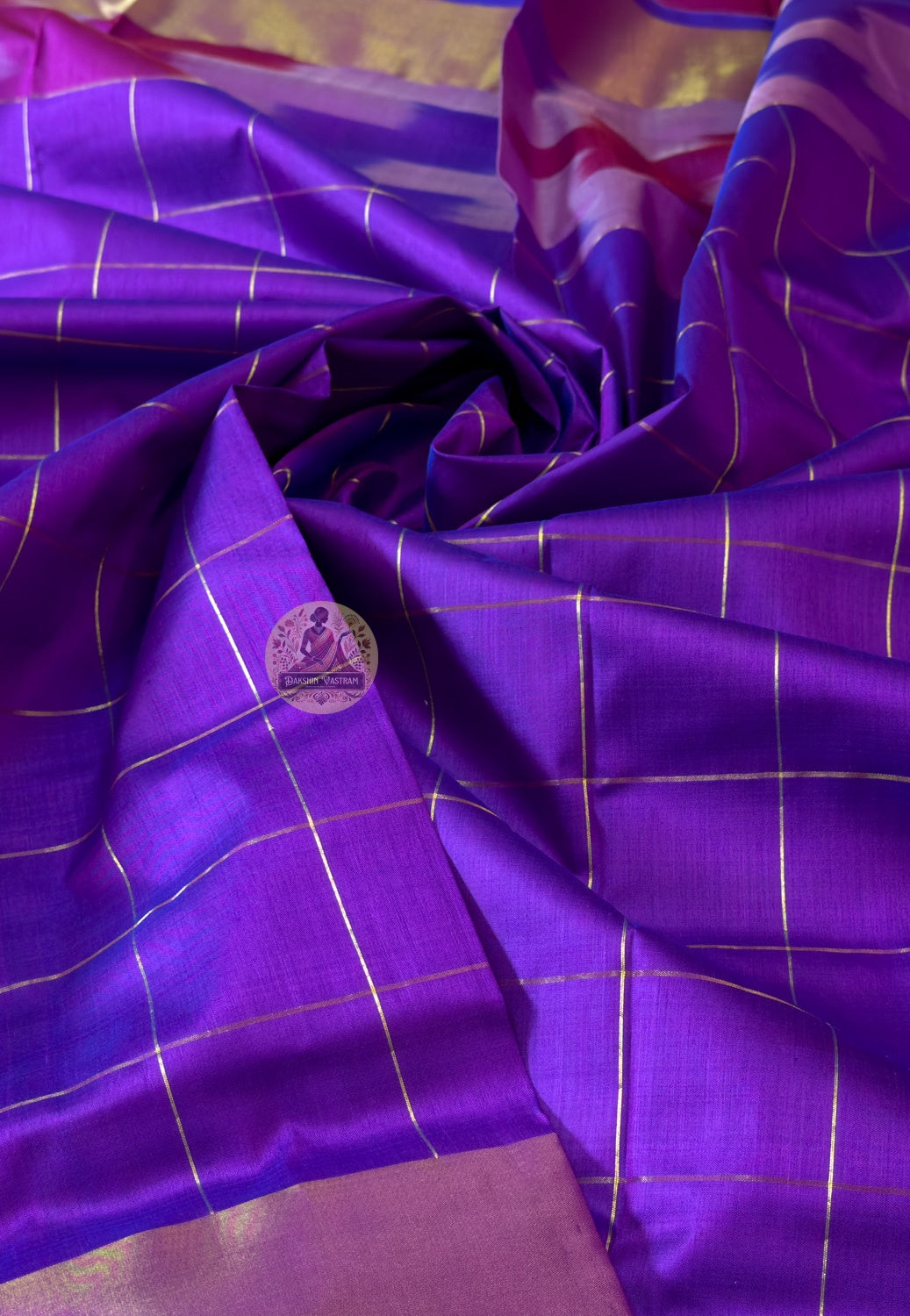 Macro close-up of handwoven motifs on Bishnupur Katan Silk Saree, revealing intricate Bengal heritage patterns woven with patience into the pure mulberry silk — never rushed, never printed