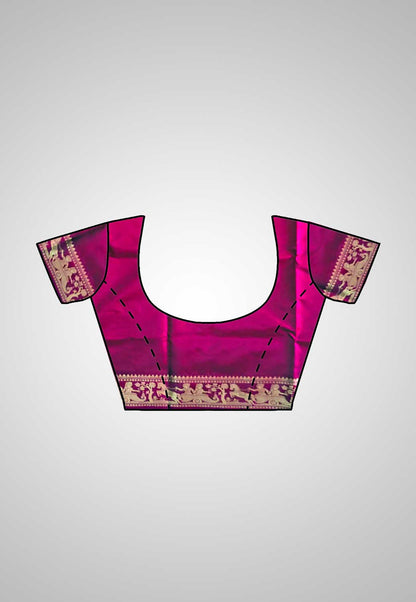 Buy Baluchari Silk Saree online – Handloom Baluchari Pure Silk Saree blouse piece