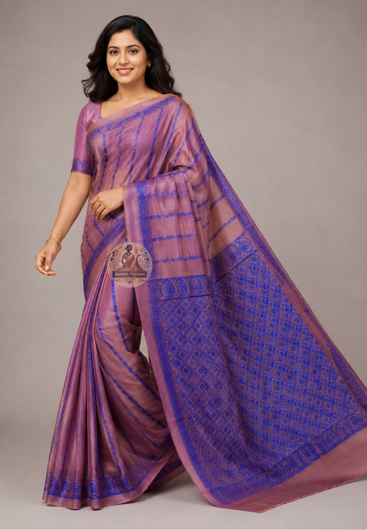 Close-up of wild Tussar silk weave showing natural thread irregularity, earthy warmth and handloom depth — Jharkhand forest silk