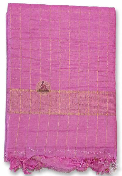 Full length view of new arrival pure cotton handloom saree without blouse, displaying complete body, border, and pallu for Durga Puja 2026