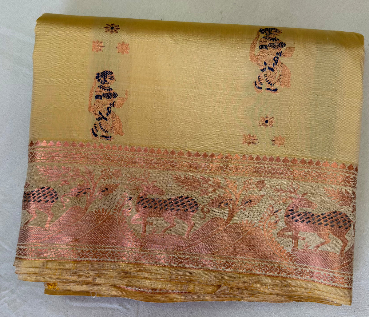 Buy Swarnachari Saree online – Front view showcasing traditional zari pallu