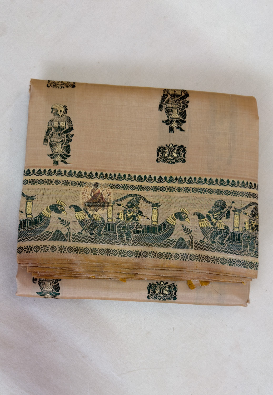 Pure silk Baluchari saree with hand-interlocked woven motifs — South Asian bridal and formal occasion wear