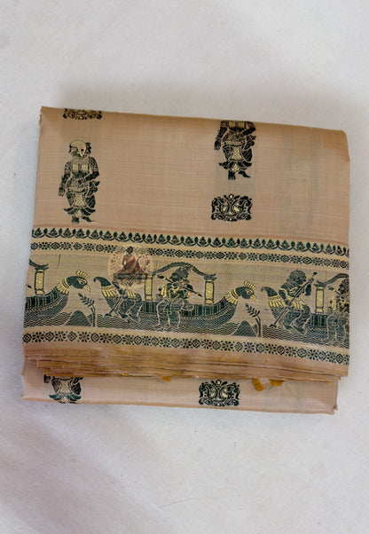 Pure silk Baluchari saree with hand-interlocked woven motifs — South Asian bridal and formal occasion wear
