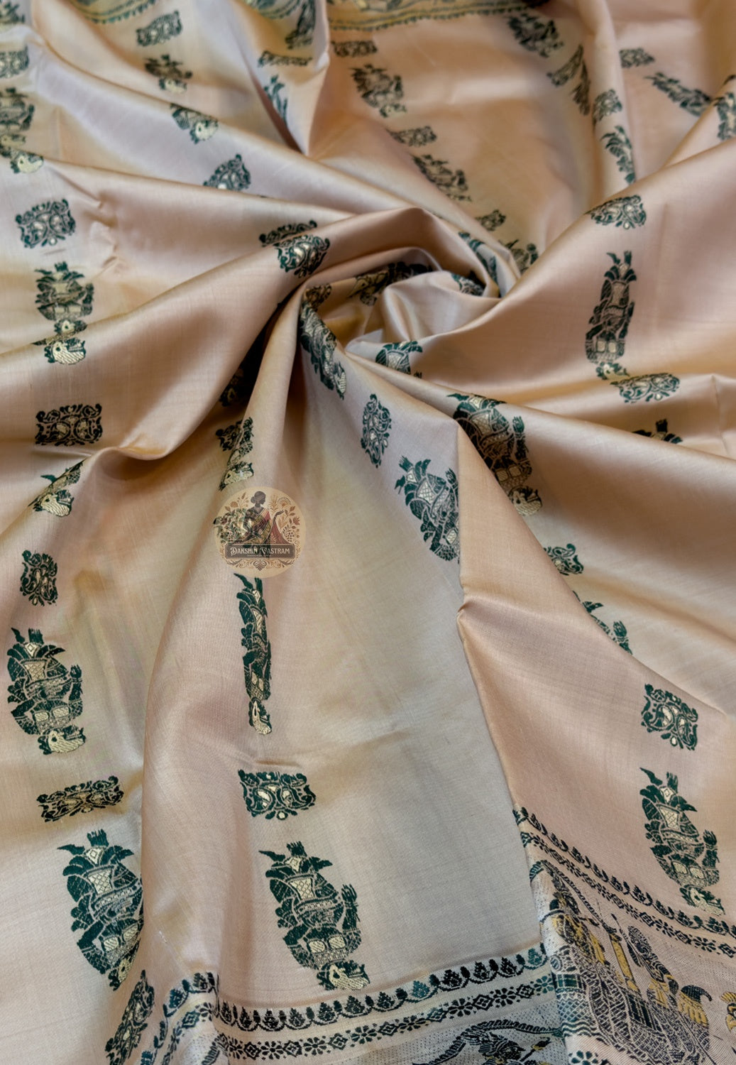 Luxury handloom Baluchari saree with story motif weave — premium Indian ethnic wear for UK and EU