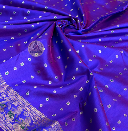 Buy Swarnachari Mulberry Silk online – Saree laid flat for full view