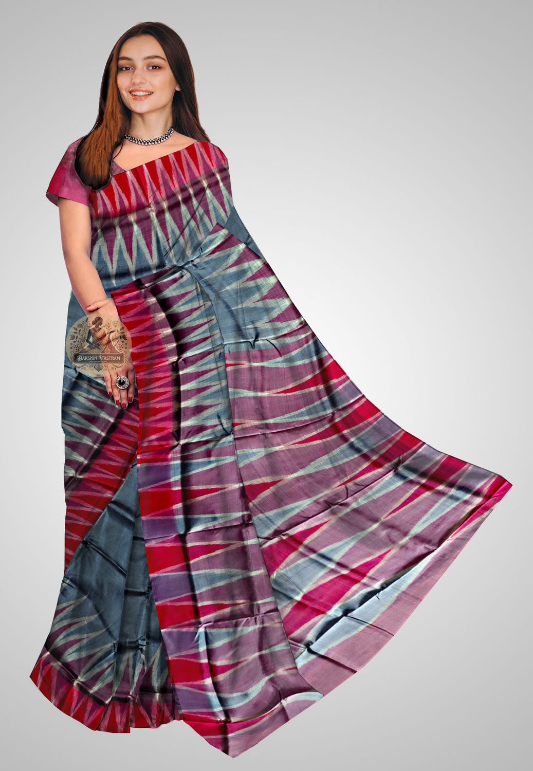 Buy Traditional Pure Silk Kotki Saree – Front view of Indian silk weave