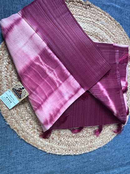 Buy linen cotton saree India – Saree with blouse piece view