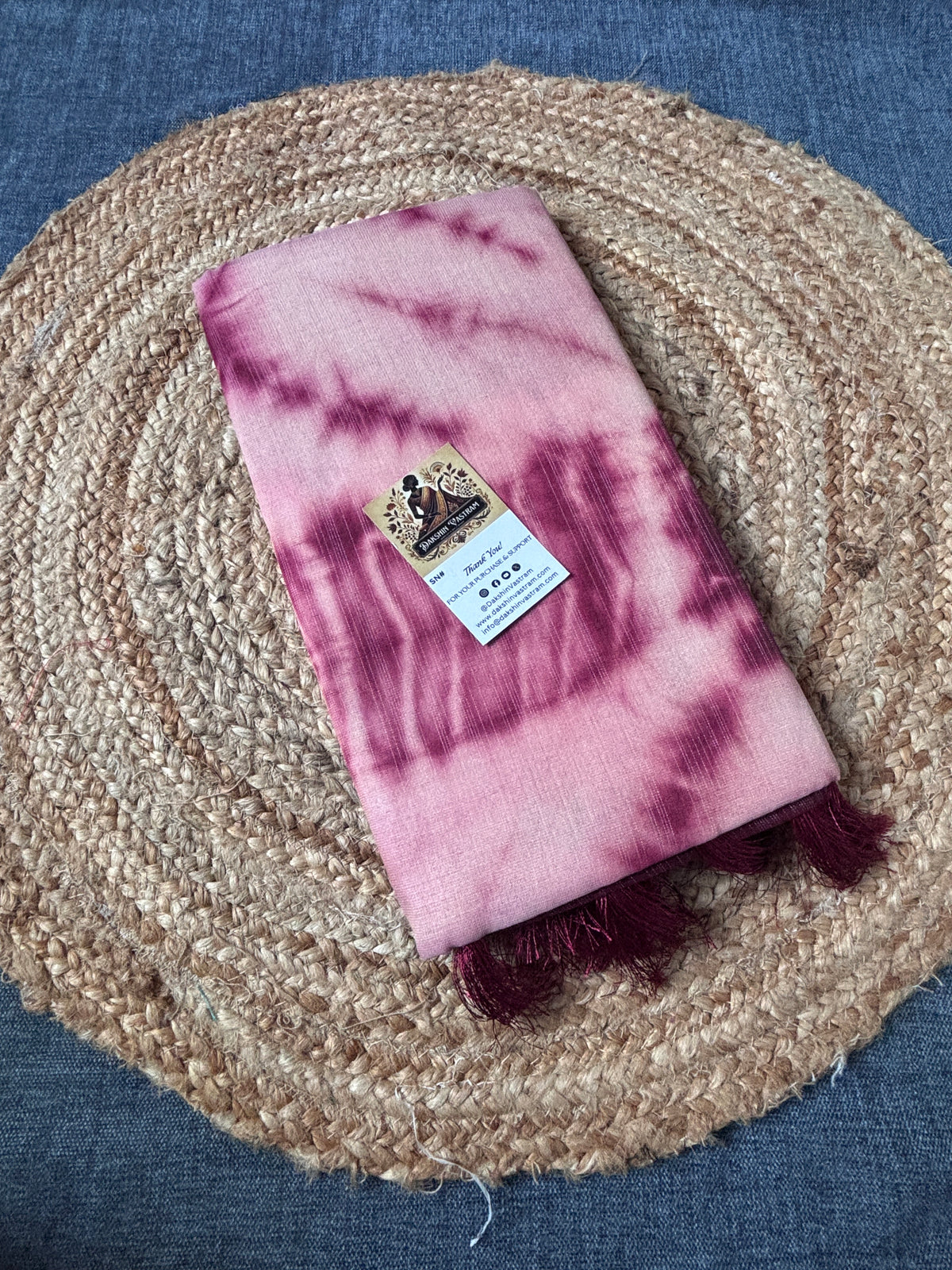 Buy Linen Cotton Saree online – Linen blend saree front view