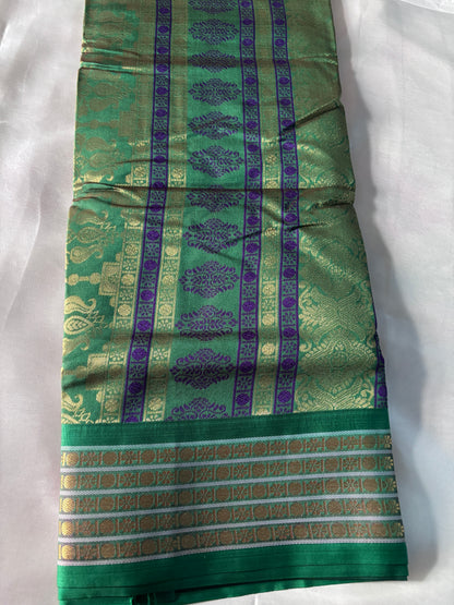 Buy Semi Silk Sarees – Rear view highlighting the pallu design