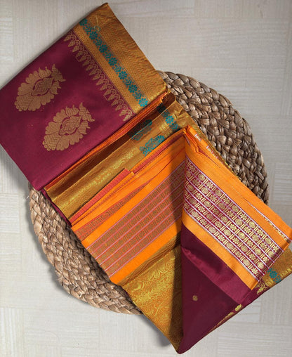 Buy Semi Silk Saree in Rose Gold online – Semi Silk Saree full saree view