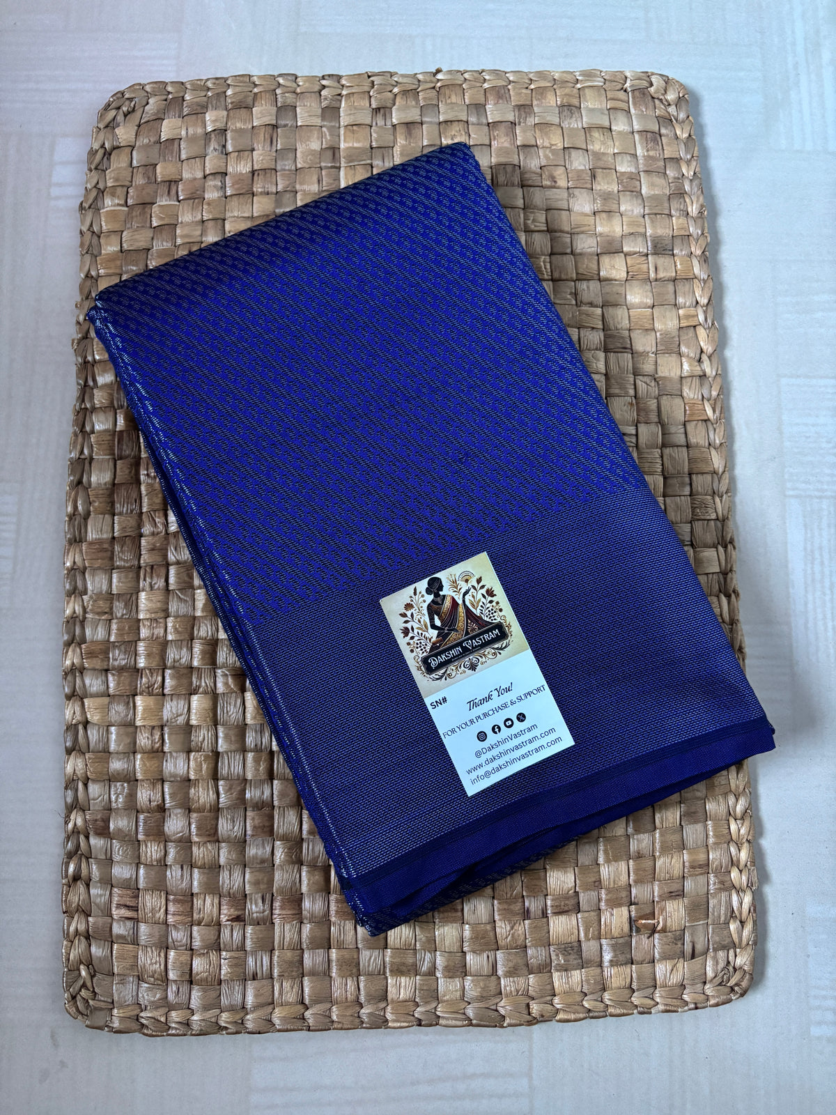 Buy Semi Silk Saree online – Royal Blue Semi Silk Saree side view