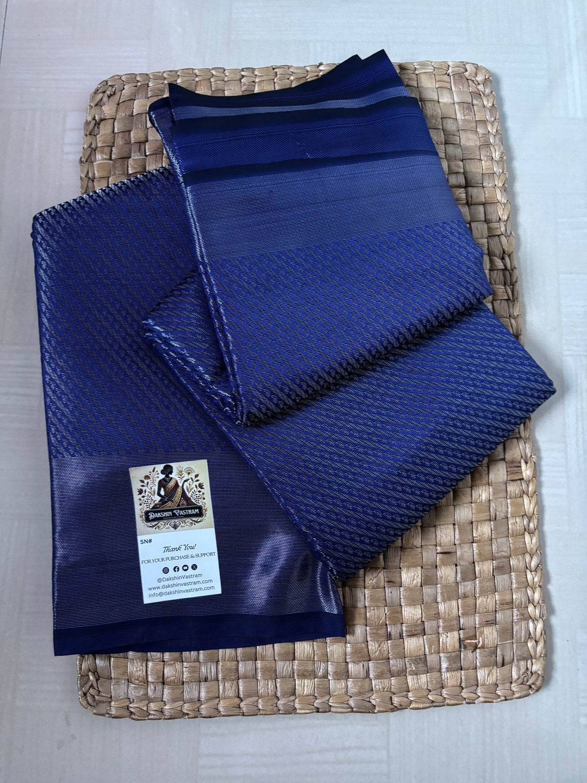Buy Semi Silk Saree online – Royal Blue Semi Silk Saree rear view