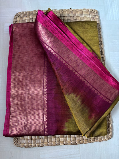 Buy Art Silk Saree online – Olive Pink Art Silk Saree blouse view