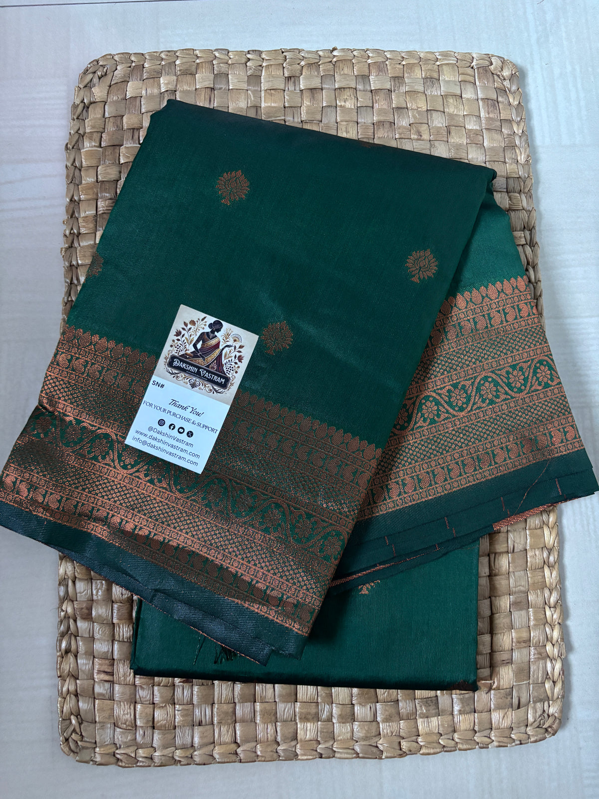 Buy Semi Silk Saree online – Green Semi Silk Saree full view