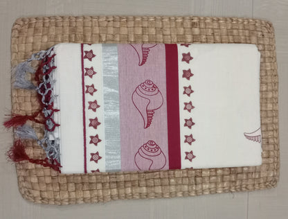 Kasavu Saree | Our Hand Printed Kasavu is a sustainable and environmentally friendly choice for your wardrobe