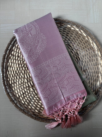 Buy Soft Silk Saree online – Lavender Green Saree front view