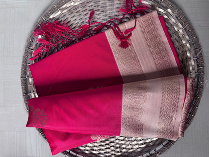 Buy Katan Soft Silk Saree online – Rani Pink Saree side view