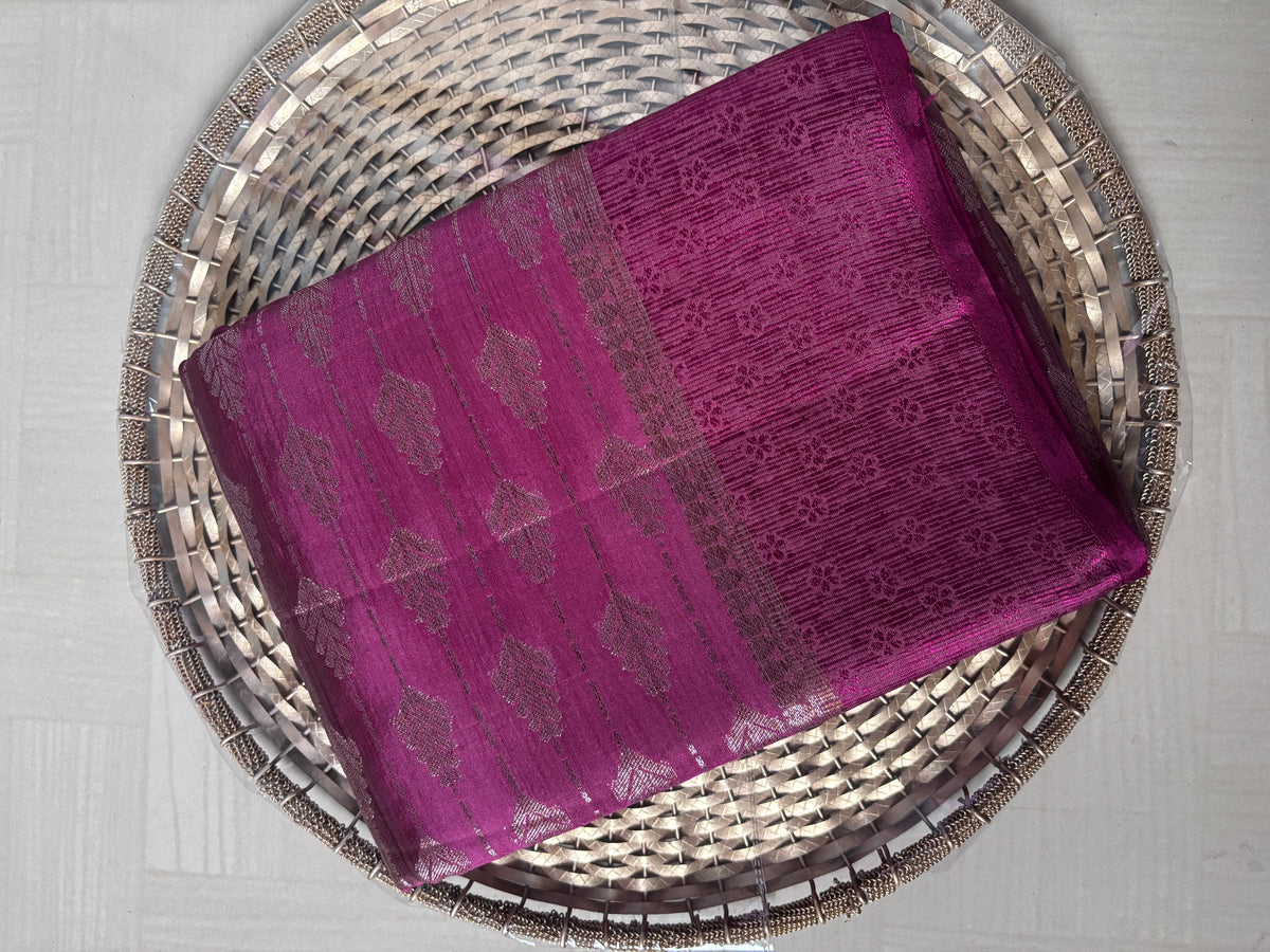 Buy Tussar Silk Saree online – Purple Zari Saree front view