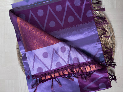 Buy Semi Silk Saree online – Purple Ikat Saree blouse view