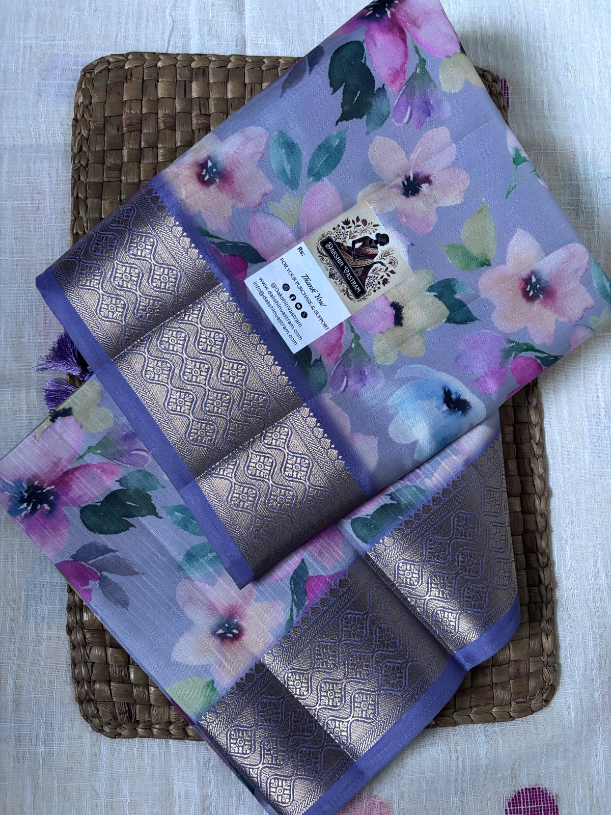 Buy Raw Silk Saree Online – Blouse view styled with Tussar fabric