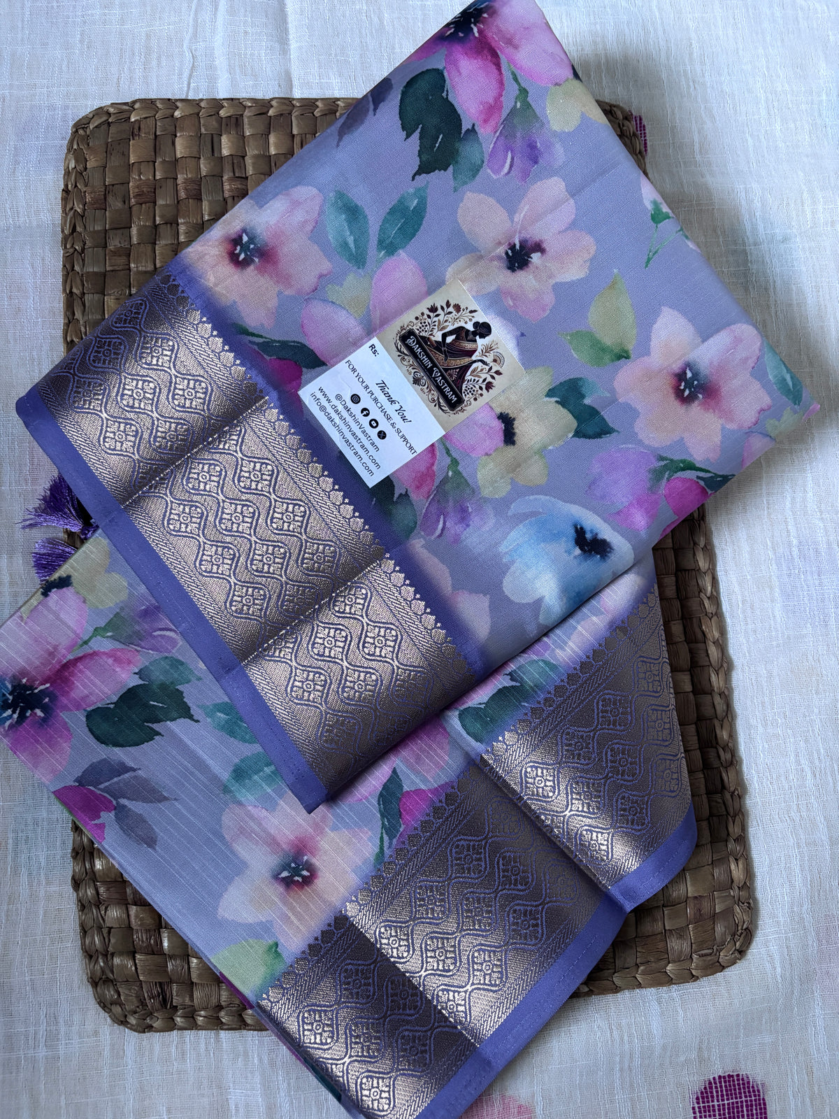 Buy Tussar Silk Saree online – Front view showing raw silk weave