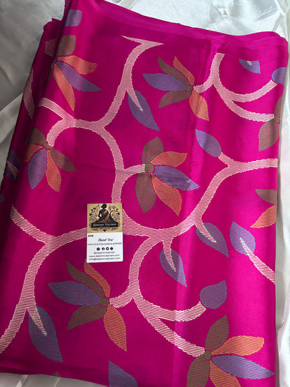 Shop Semi Silk Saree online – Side view highlighting pleats and weave