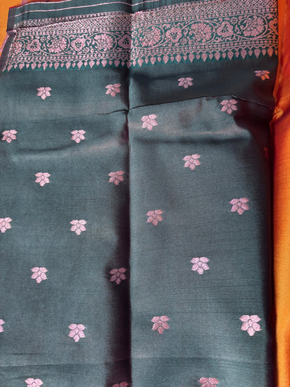 Buy Semi Silk Saree with Blouse – Matching blouse and border detailing