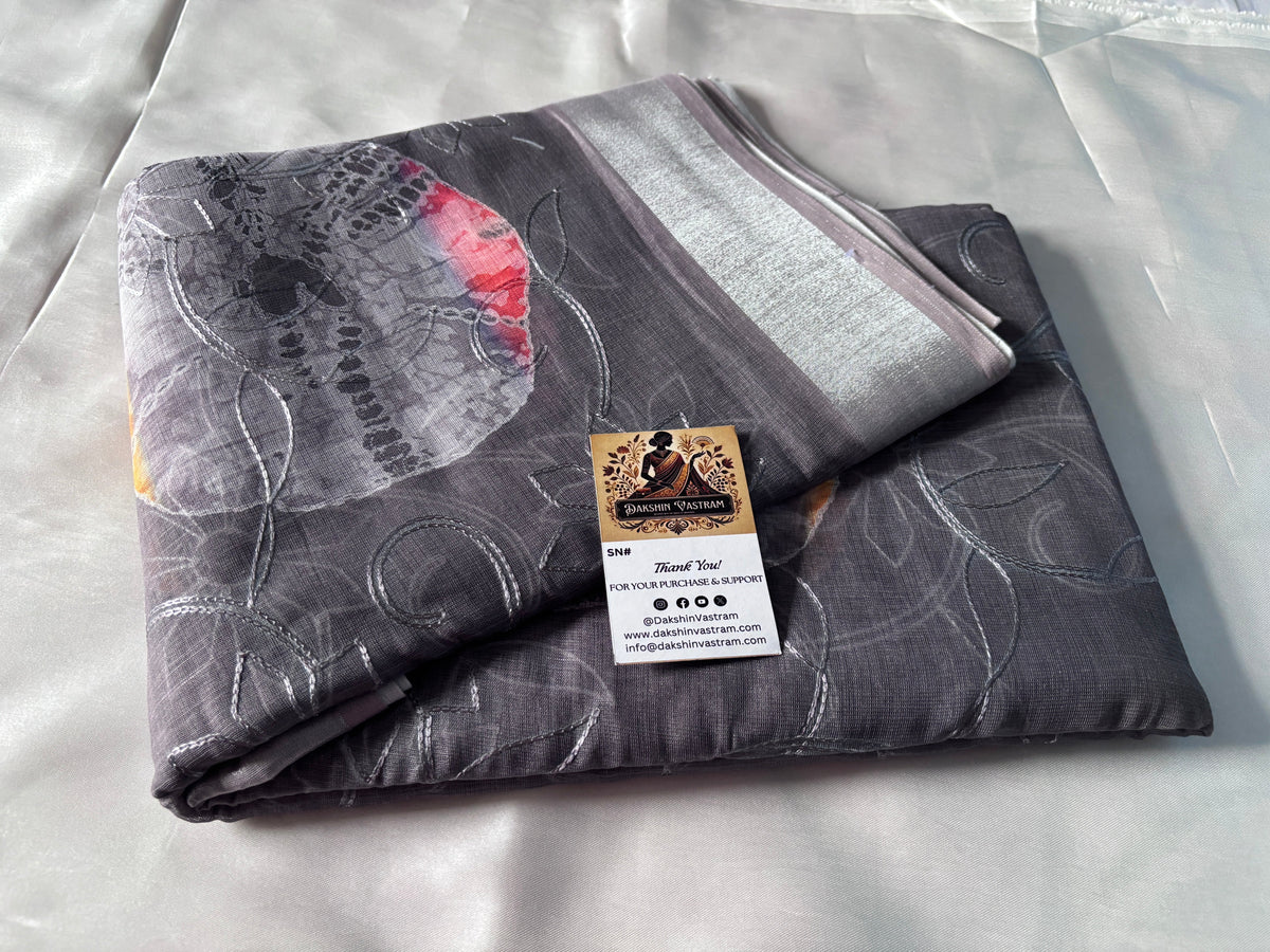 Buy Linen Cotton Sarees – Close-up of texture and weave craftsmanship