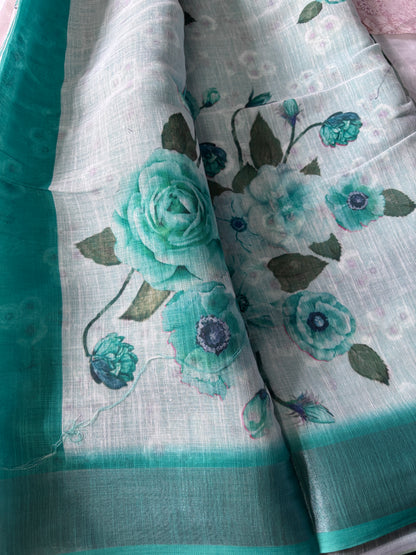 Buy Linen Sarees – Rear view with pallu design