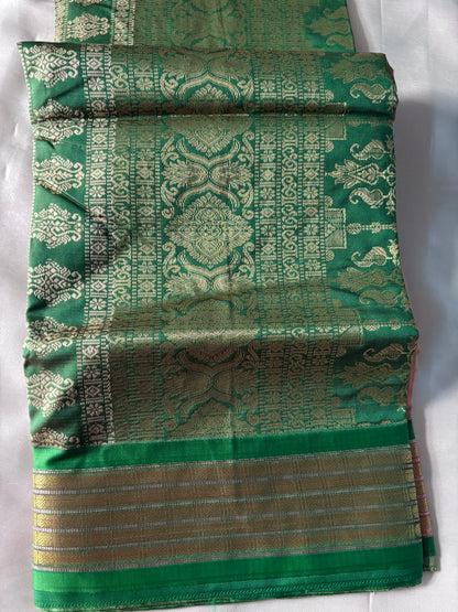 Buy Traditional Semi Silk Saree – Rear pallu view with detailing