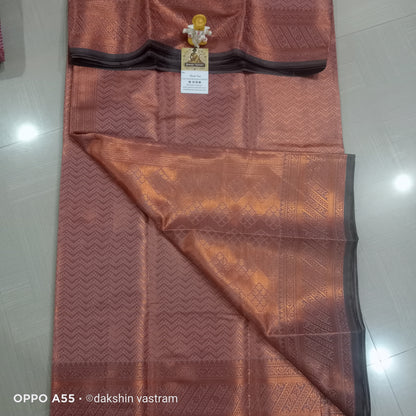 Saree Rear View: Rear view of Mow Silk Saree, emphasizing its soft, breathable organic silk and elegant drape.