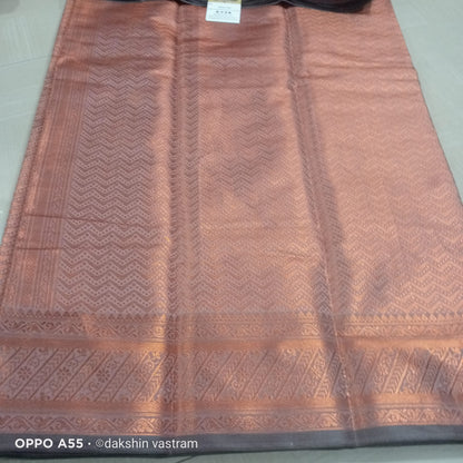 Saree Full View: Full view of Mow Silk Saree draped elegantly, offering timeless style and comfort.