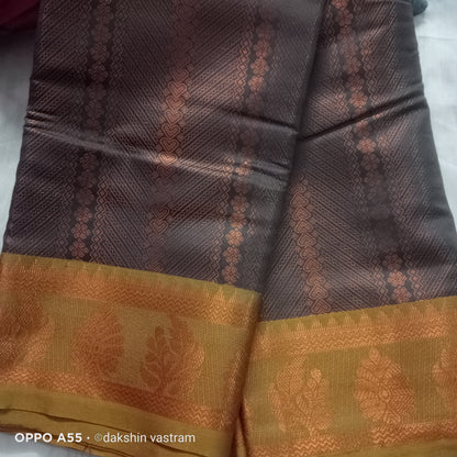 Saree Full View: Full view of Mow Silk Saree draped, offering an elegant and timeless style for any occasion.
