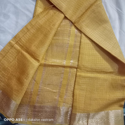 Side view of Tussar Silk Saree showcasing luxurious fabric and refined draping