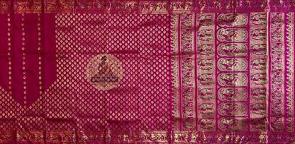 Swarnachari handloom silk saree with golden Samudra Manthan motifs – delivered across UK