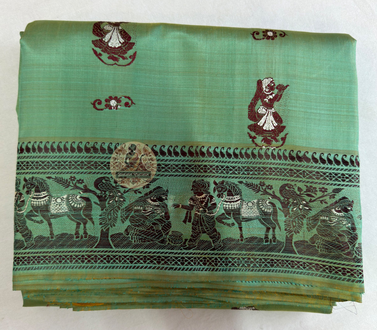 Shop Baluchari Silk Saree online – Full saree layout display