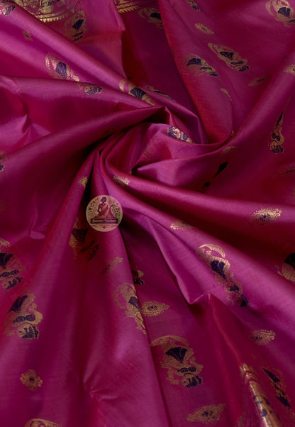Swarnachari handloom silk saree with golden pallu detailing in UK